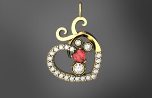 Twisted Ruby Kiss Pendant by Yihan Bronn - With Ruby Stone