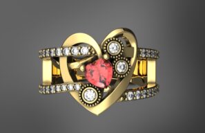 Twisted Ruby Kiss Ring by Yihan Bronn - Silver, Gold, Rose Gold