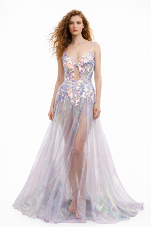 Shimmering Iridescent Palette Evening Dress