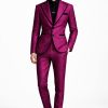 Magenta Patterned Luxury Geometric Jacquard Suite