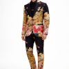 Lush Painterly Darden Motif Slim Fit Sleek Peak Lapels Suit