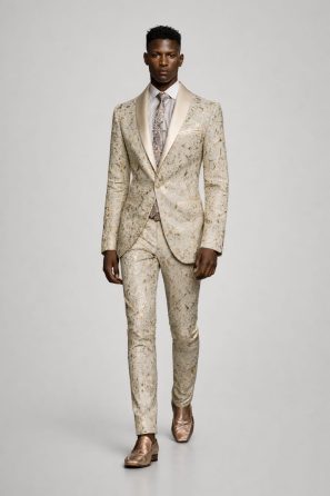 Textured Floral Brocade Patterned Slim Fit Suit