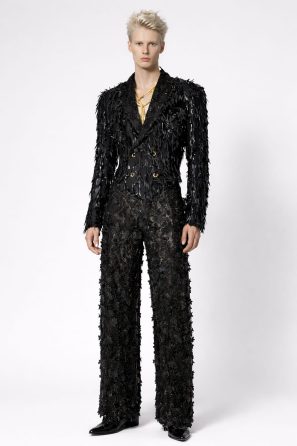 3D Floral Motifs Wide-Leg Softer Aesthetic Suit