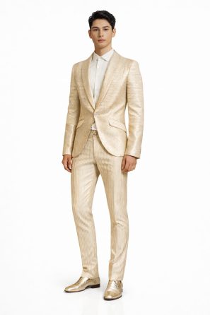 Textured Floral Brocade Patterned Slim Fit Suit